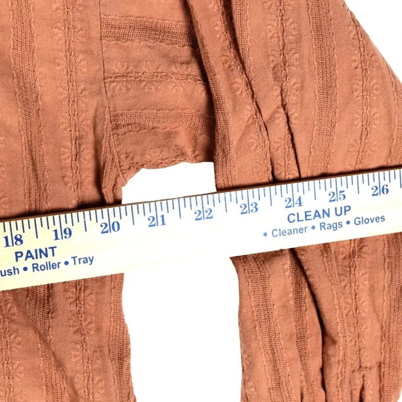 LOFT Terracota Embroidered Boho Long Sleeve Buttoned Blouse Gauzy M - Picture 9 of 9